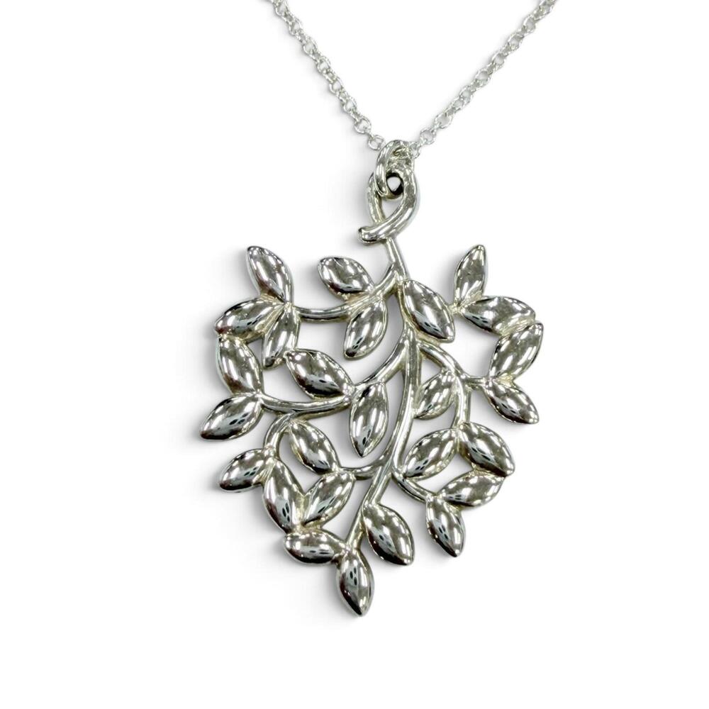 TIFFANY&Co. Paloma Picasso Olive Leaf Pendant Necklace, 925 Sterling Silver, ...